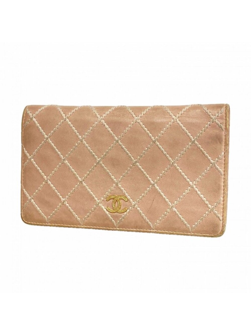Chanel Wallet Wild Stitch Lambskin Pink Champagne Gold